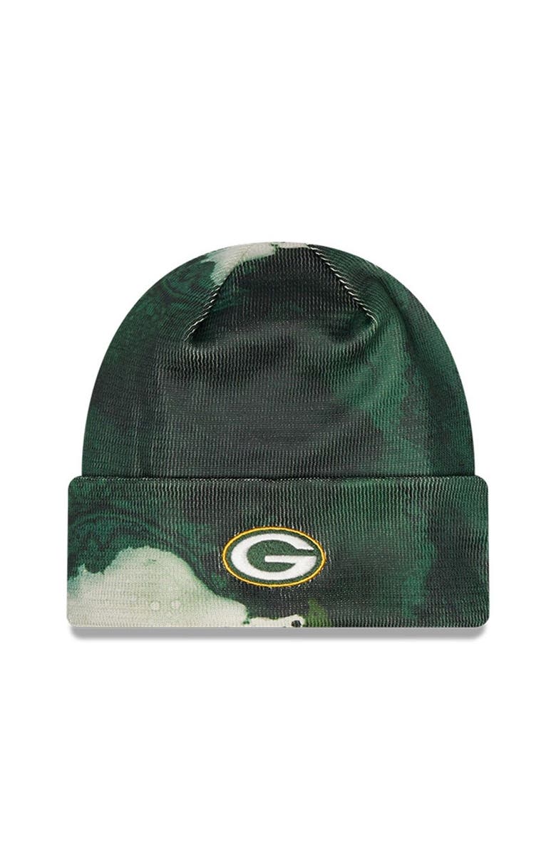 New Era Men's New Era  Green Green Bay Packers 2022 Sideline Ink Dye Cuffed Knit Hat, Alternate, color, 