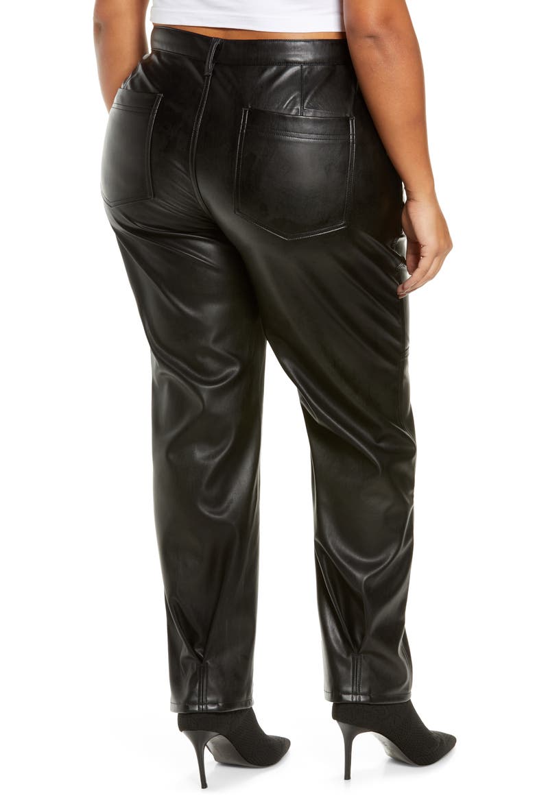 Tapered Leg Faux Leather Pants, Alternate, color, BLACK
