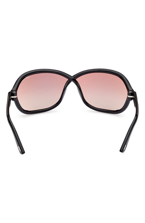 Tom Ford 68mm Gradient Square Sunglasses In Black/gradient Mirror Violet