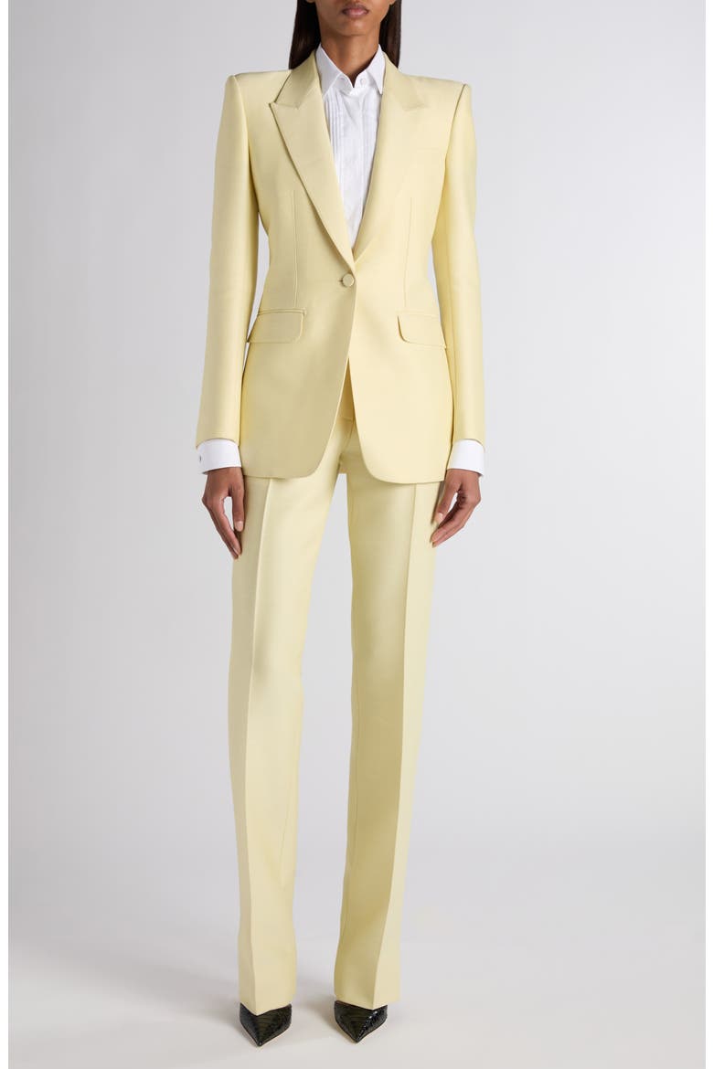 High Waist Wool & Silk Radzimir Straight Leg Pants, Alternate, color, PALE LEMON