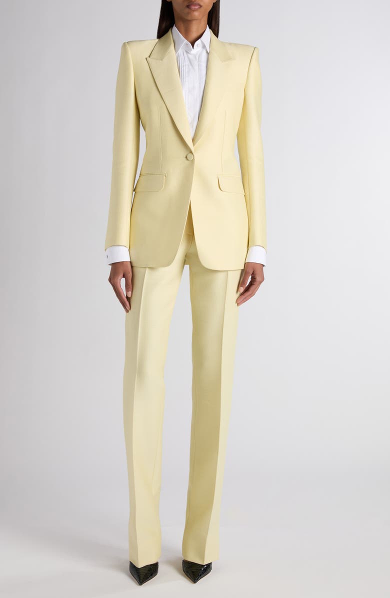TOM FORD High Waist Wool
Silk Radzimir Straight Leg Pants, Alternate, color, Pale Lemon
