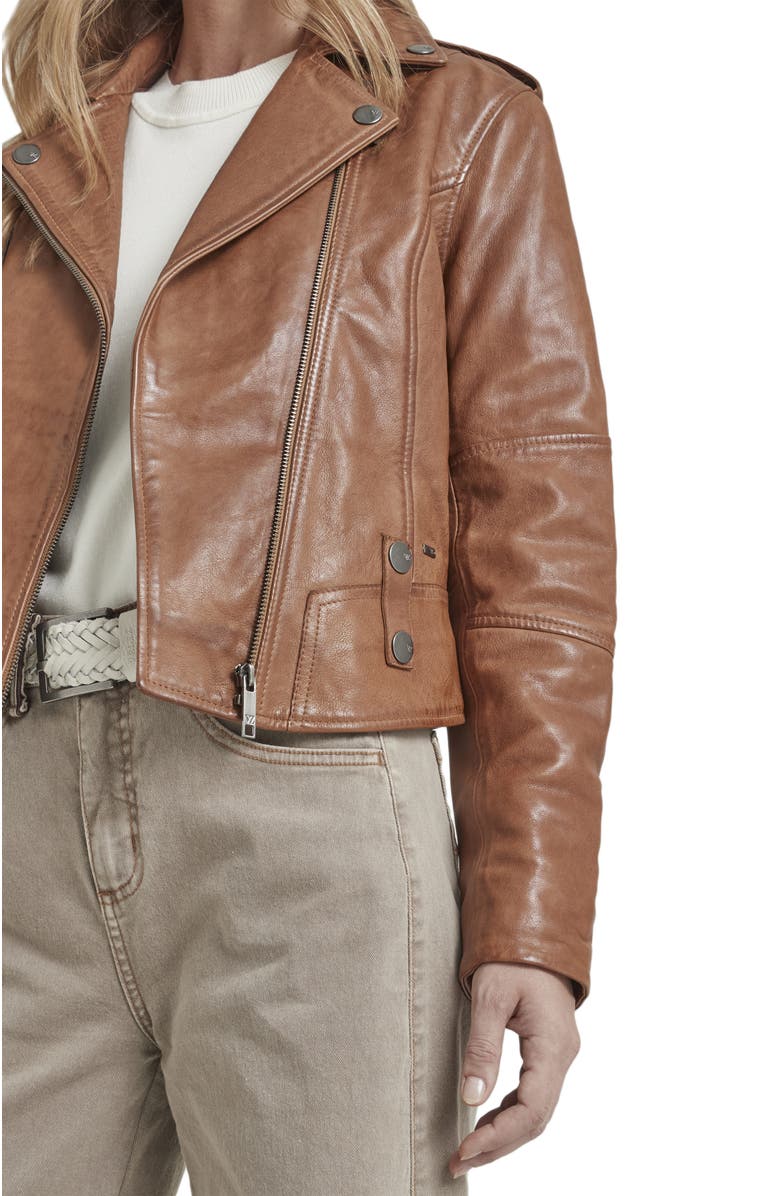 Velez Biker Nature Leather Jacket With Fitted Silhouette, Alternate, color, Honey