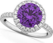 ALLUREZ Halo Amethyst & Diamond Engagement Ring 14K