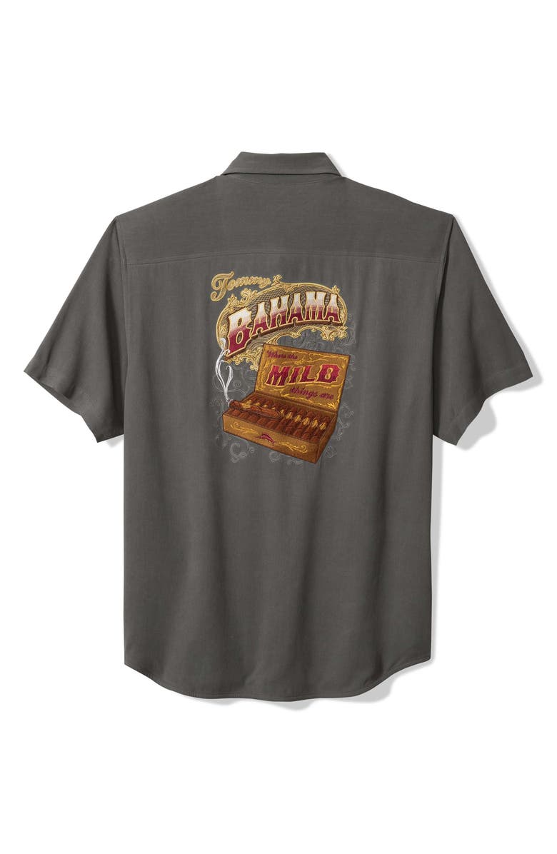 Tommy Bahama Where the Mild Things Are Silk Short Sleeve Shirt, Alternate, color, Fog Grey