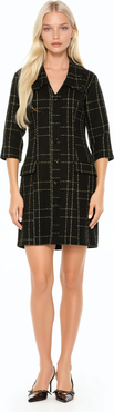 Alexia Admor Isolde Dropped Collar Button Down Tweed Dress
