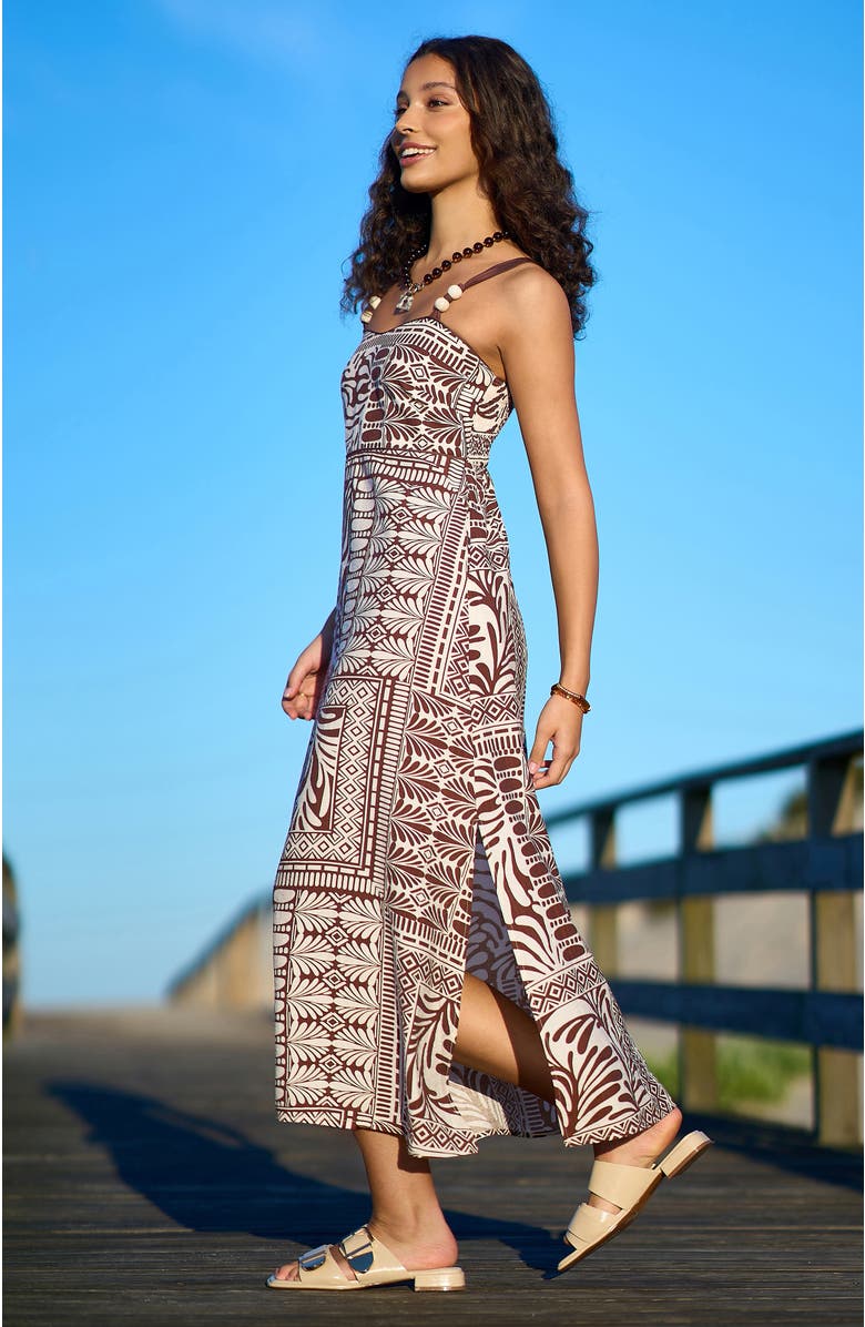 Yumi Printed Midi Dress, Alternate, color, Brown