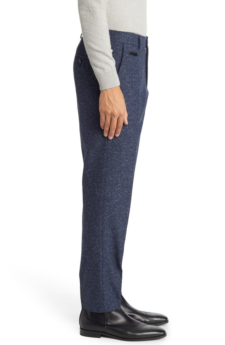 BOSS Genius Flat Front Wool Blend Pants, Alternate, color, Dark Blue