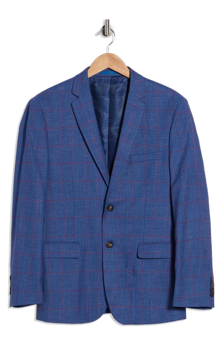 Gino Vitale Slim Fit Windowpane Blazer, Alternate, color, Indigo