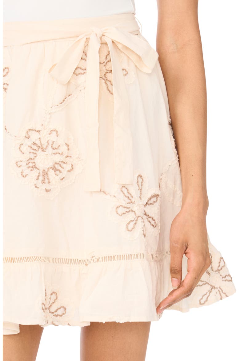 Embroidered Tie Waist Miniskirt, Alternate, color, NEW IVORY