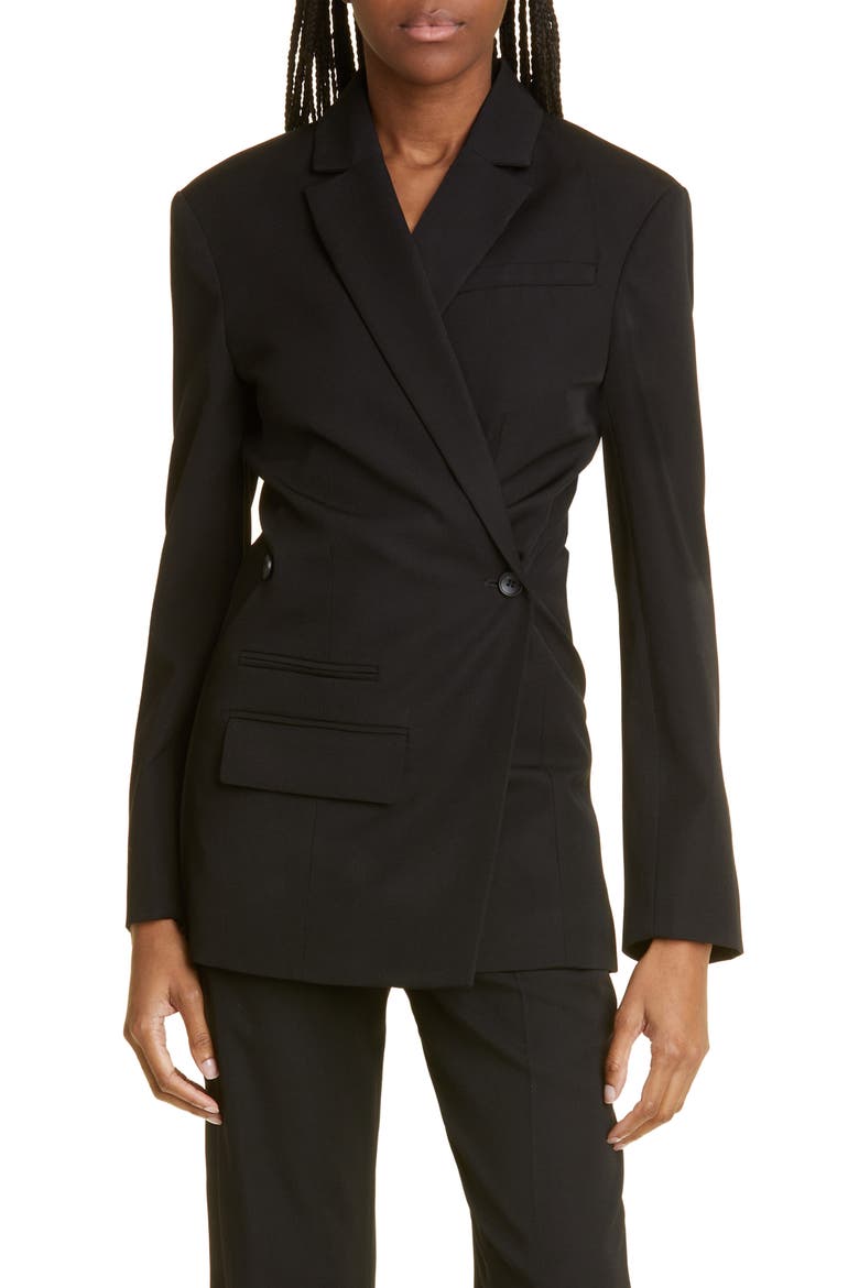 Tibau Cross Button Virgin Wool Jacket, Main, color, 990 BLACK