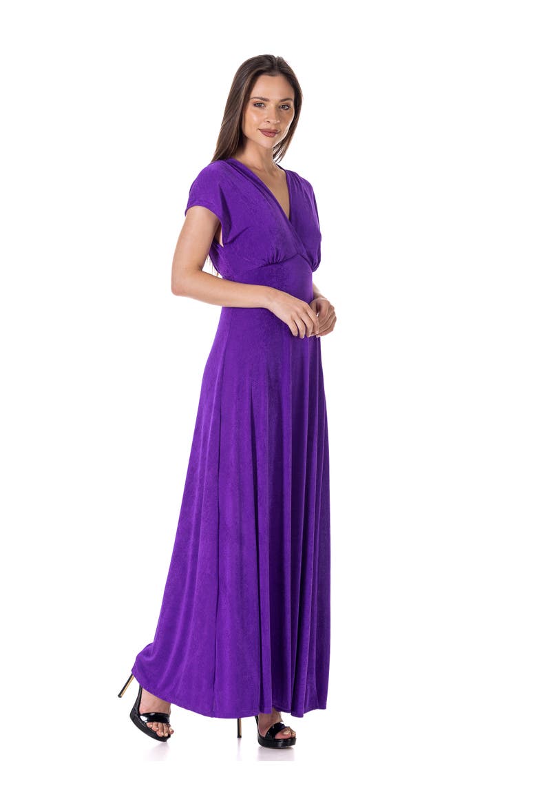 Elevate by 24seven Womens Cap Sleeve Slinky Knit Maxi Dress, Alternate, color, Purple
