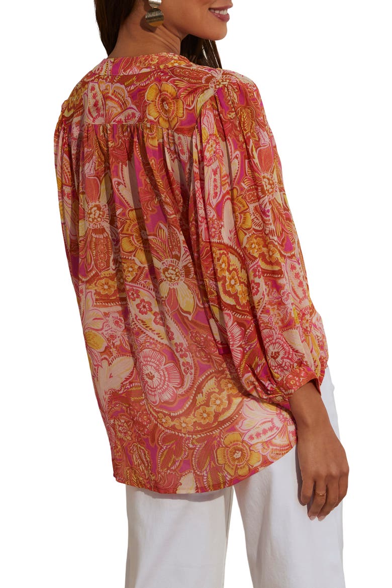 Maggie Floral Chiffon Button-Up Shirt, Alternate, color, PINK MULTI
