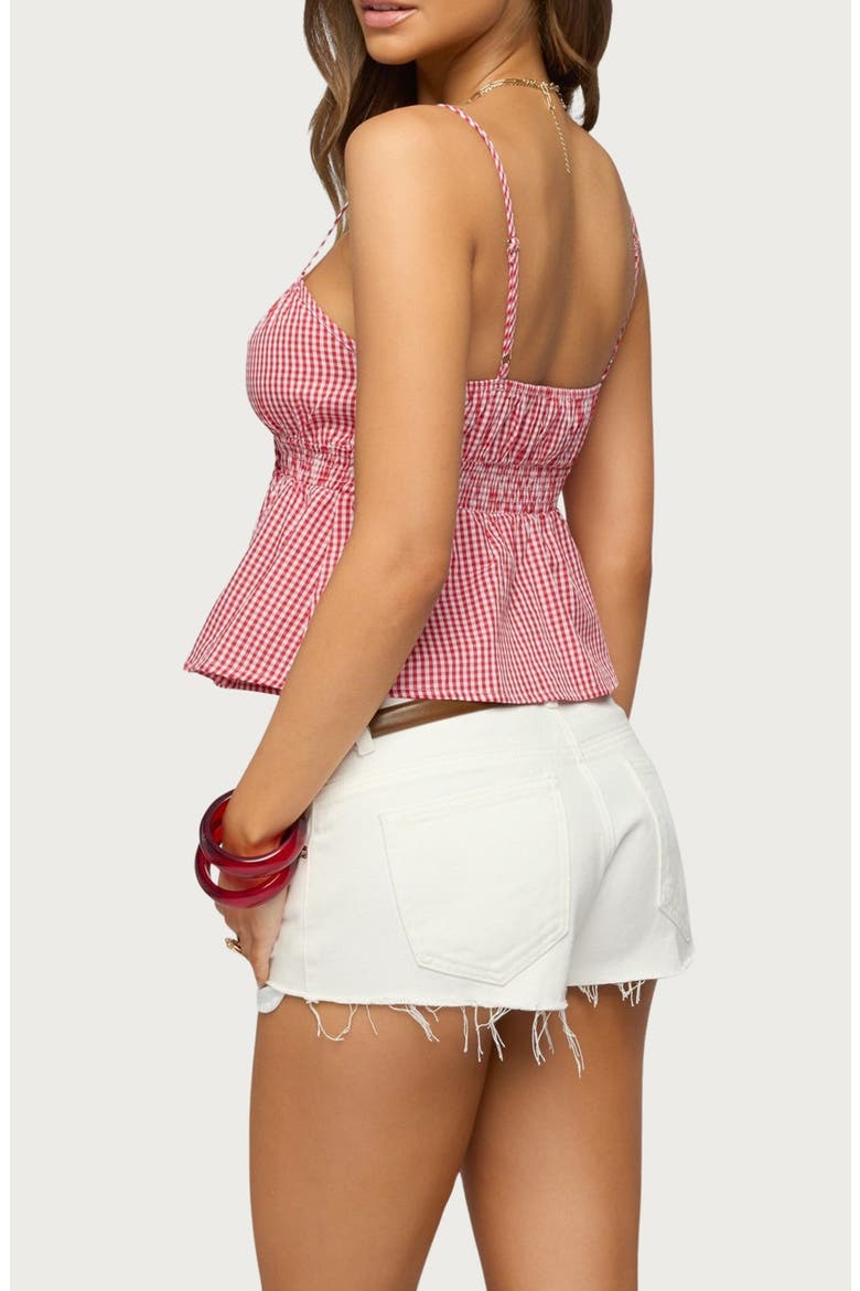 Zahara Gingham Cotton Babydoll Camisole, Alternate, color, RED