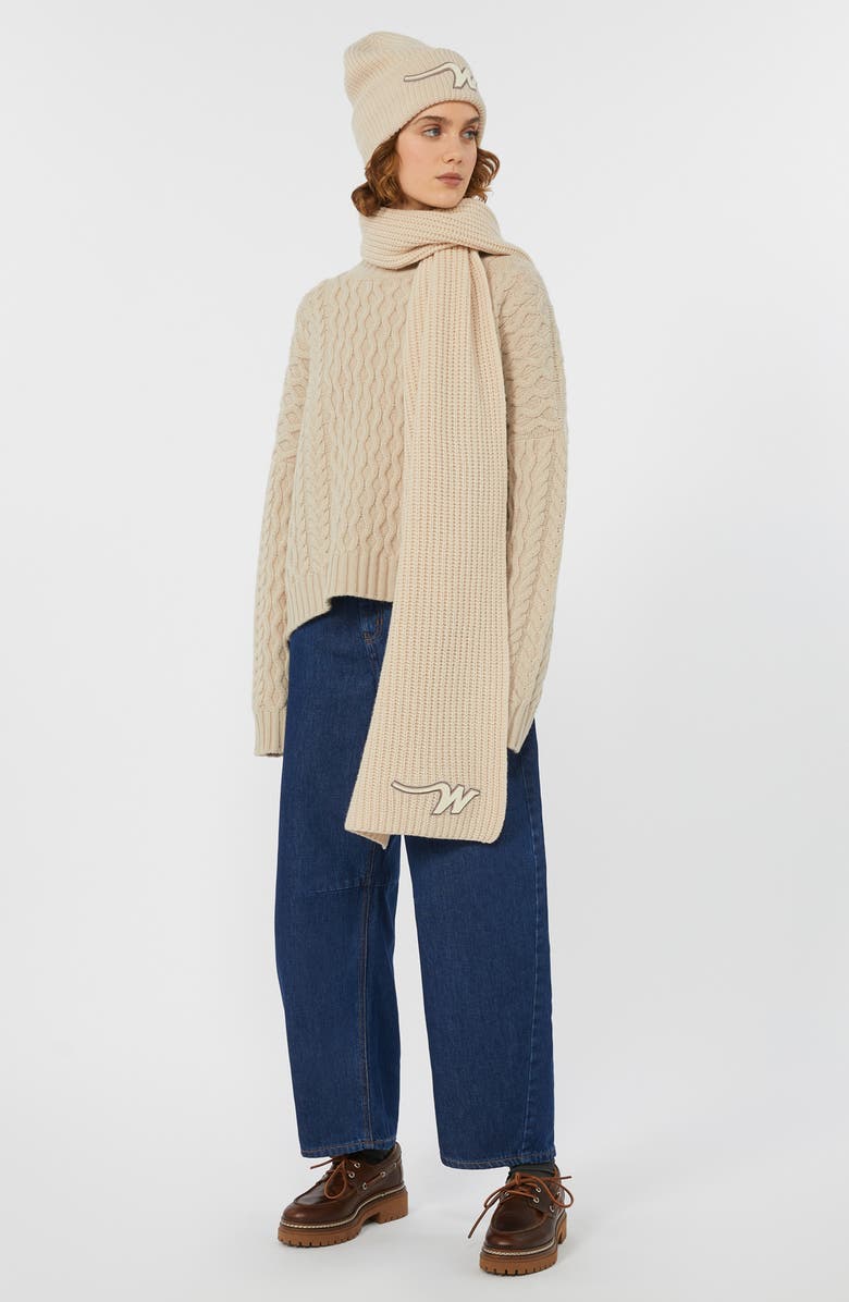 Weekend Max Mara Yard Mock Neck Wool Sweater, Alternate, color, Beige