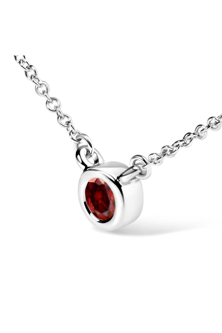 14K White Gold 1/2 Cttw Red Lab Grown Diamond Bezel-Set Solitaire Pendant Necklace, Alternate, color, White