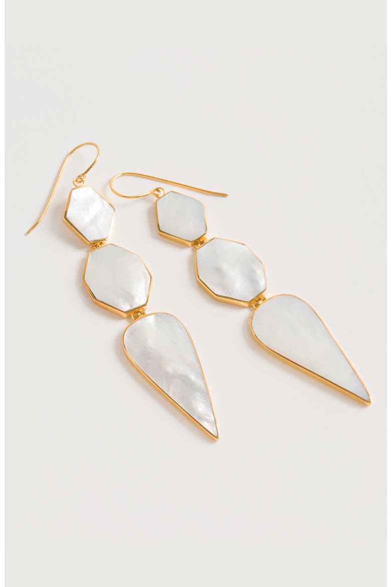 Warrioress Mother of Pearl Earring, Alternate, color, Gold