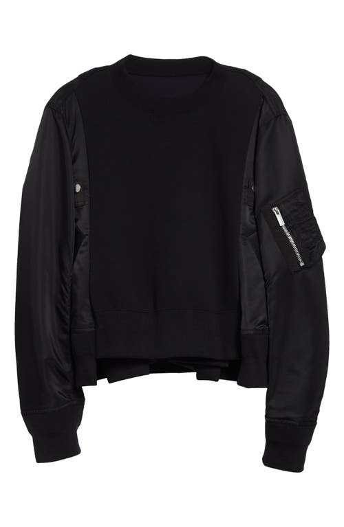 Sacai Sponge Mixed Media Sweatshirt In Black