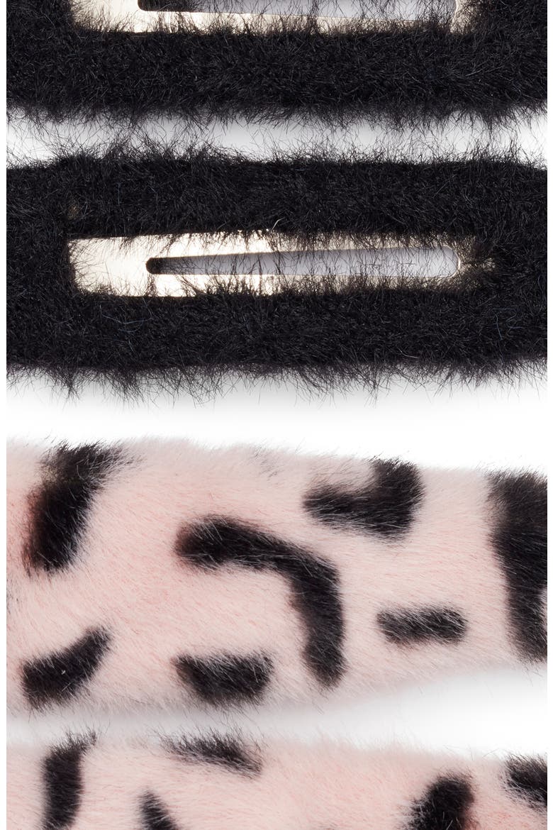 4-Pack Fuzzy Barrettes, Alternate, color, BLACK MULTI