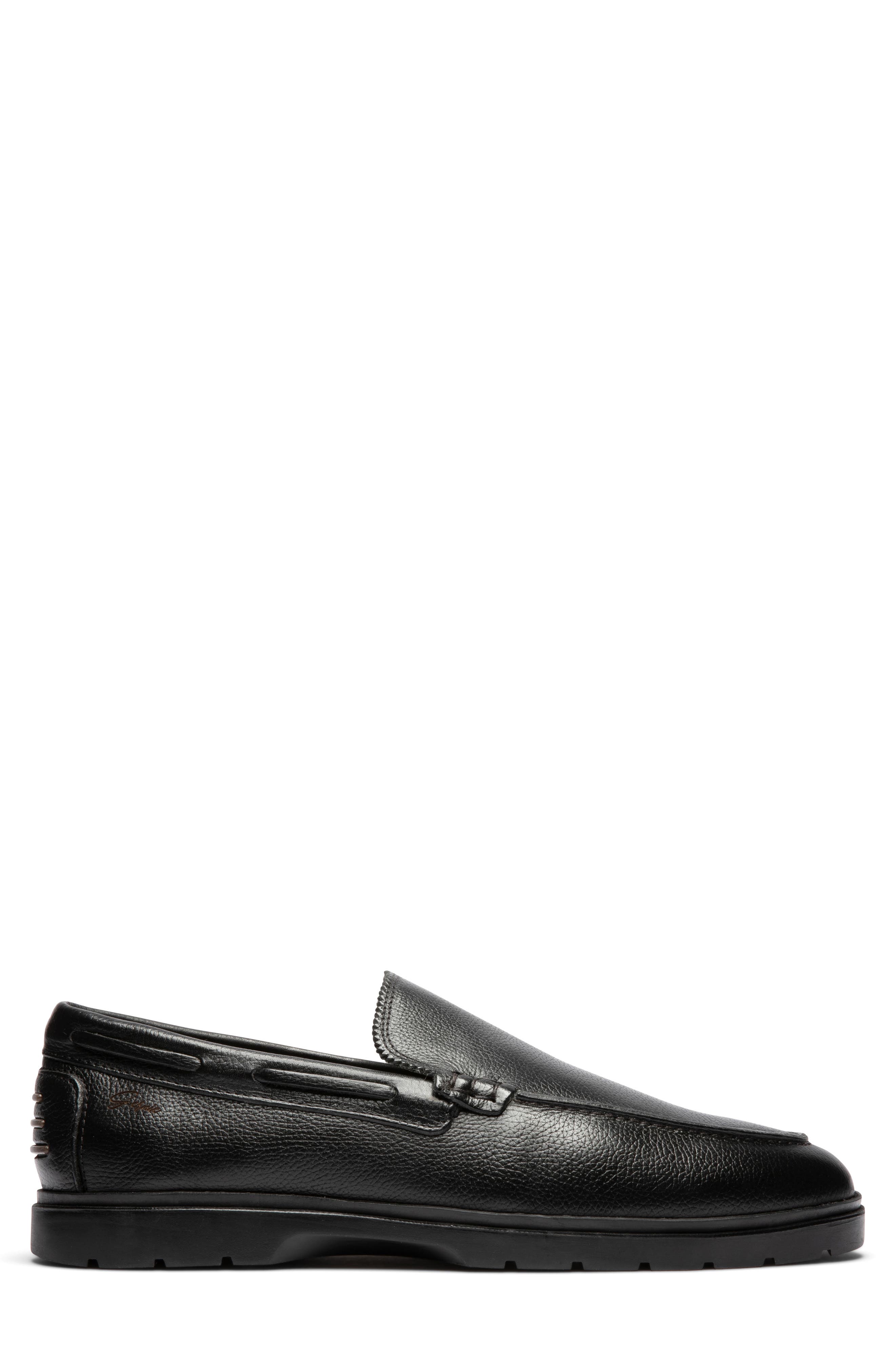 Gernie Venetian Driving Loafer, Alternate, color, Black Grainy