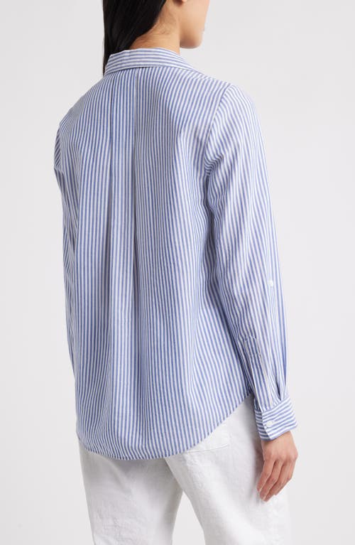 Beachlunchlounge Stripe Cotton & Modal Button-up Shirt In Seawater