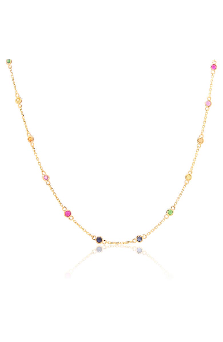 The Lovery Fine Jewelry Rainbow Gemstone Station Necklace, Main, color, Rainbow Gemstone