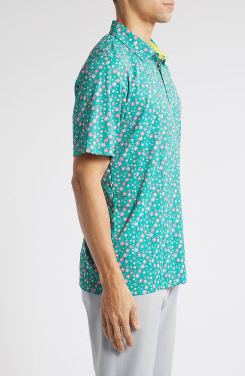 Swannies Summers Floral Golf Polo In Golf Green