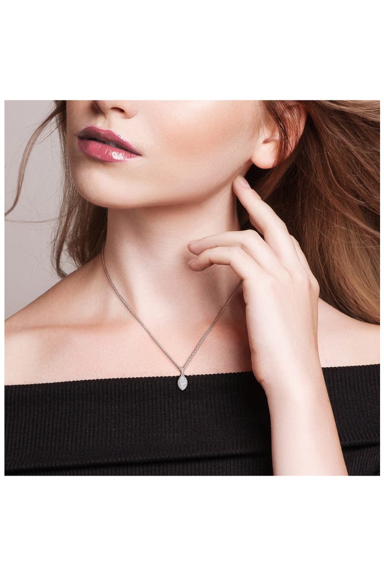 Sterling Silver Marquise Lab Grown Diamond Halo Pendant Necklace, Alternate, color, WHITE