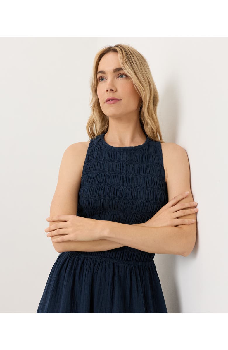 Pact Organic Cotton Coastal Double Gauze Smocked Dress, Alternate, color, Navy Blue