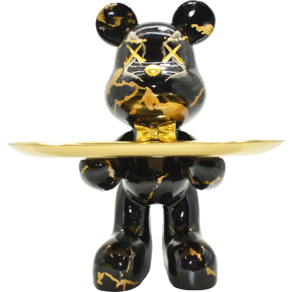 Kinetic Butler Mouse With Tray Sculpture In Black Marble
