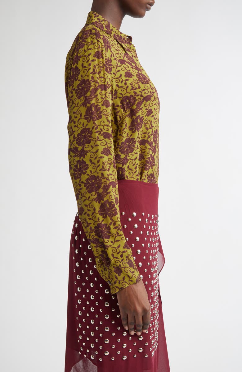 Dries Van Noten Chowy Floral Georgette Button-Up Shirt, Alternate, color,