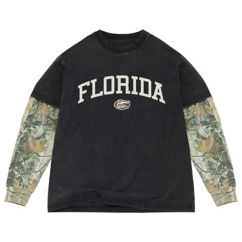 Men's Uscape Apparel Black/Camo Florida Gators Back Bay Twofer Heavyweight Long Sleeve T-Shirt