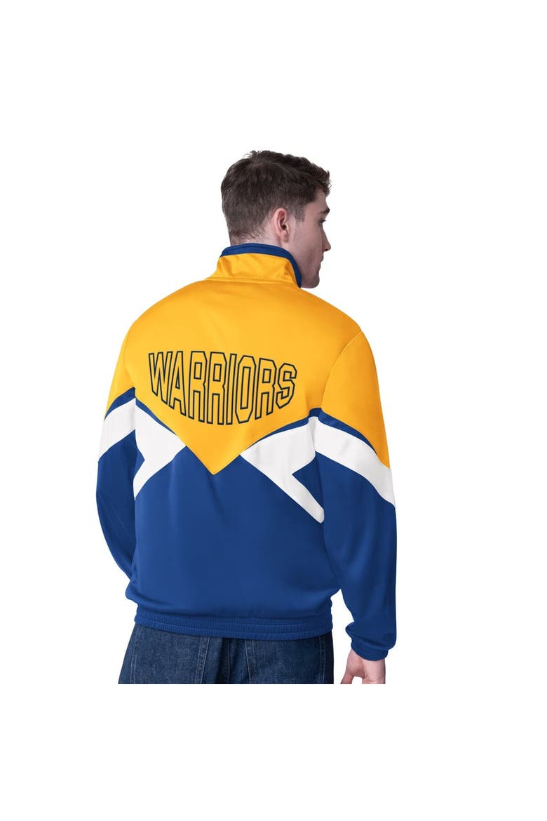 Men's Starter Gold/Royal Golden State Warriors Rush Applique Full-Zip Track Jacket, Alternate, color, Gold
