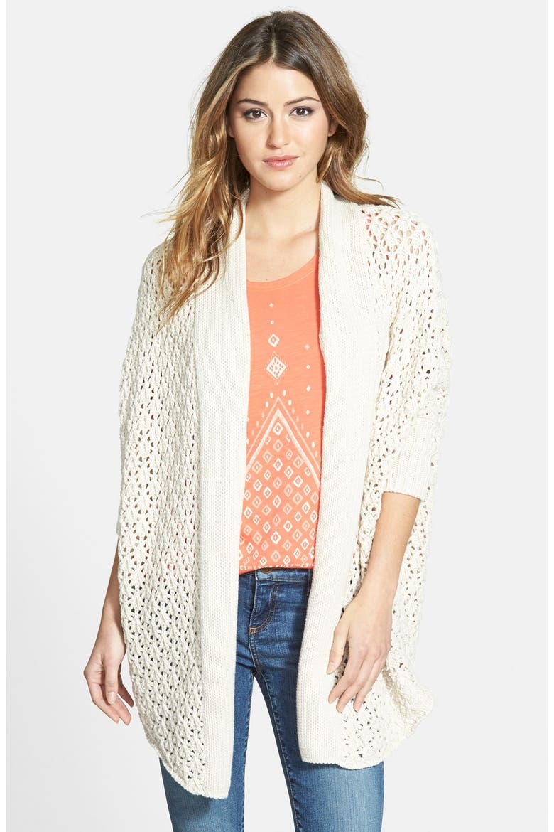 Crochet Knit Long Cardigan, Main, color, NIGORI