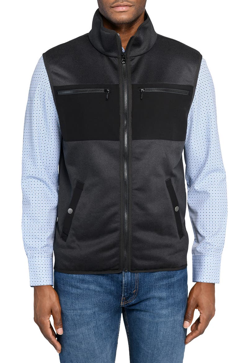 Solid Fleece Vest, Main, color, BLACK