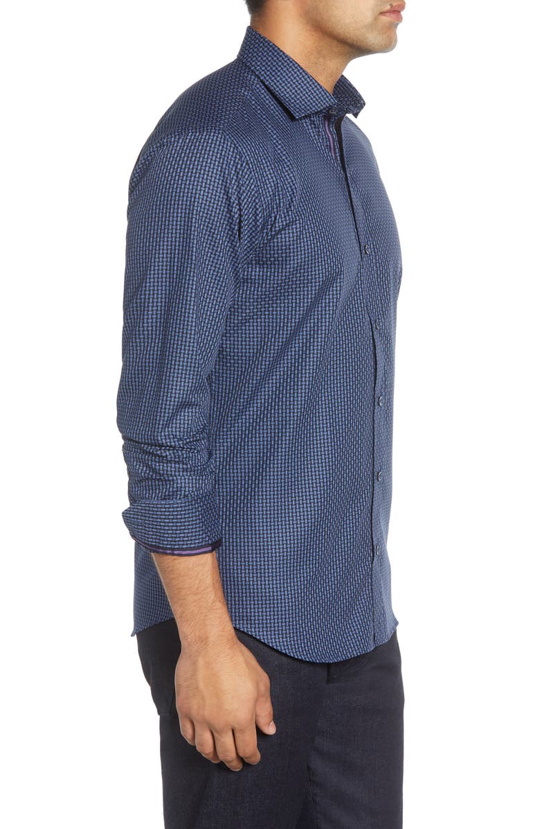 Bugatchi Shaped Fit Cotton Shirt, Alternate, color, 