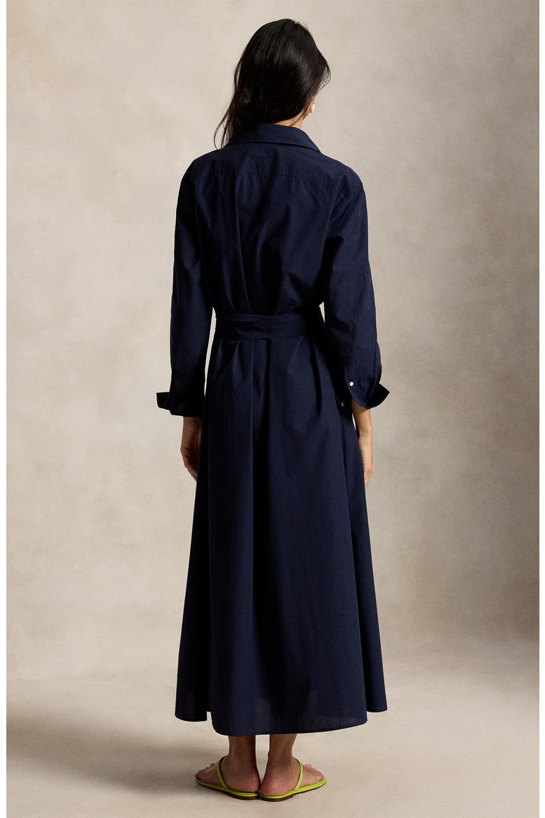 Cotton Canvas Belted Shirtdress, Alternate, color, HUNTER NAVY