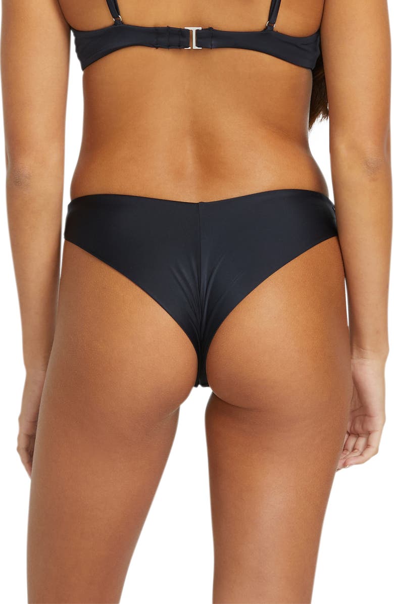 Volcom Simply Seamless Cheekini Bikini Bottoms, Alternate, color, Black