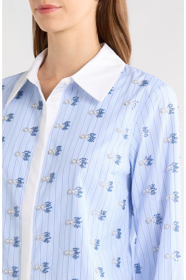Sabine Beaded Stripe Shirt, Alternate, color, BLUE WHITE