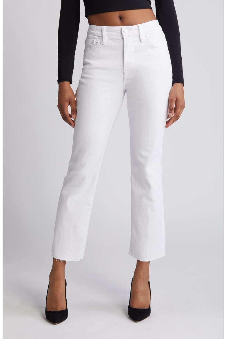 Good Straight High Waist Raw Hem Straight Leg Jeans, Main, color, WHITE 037