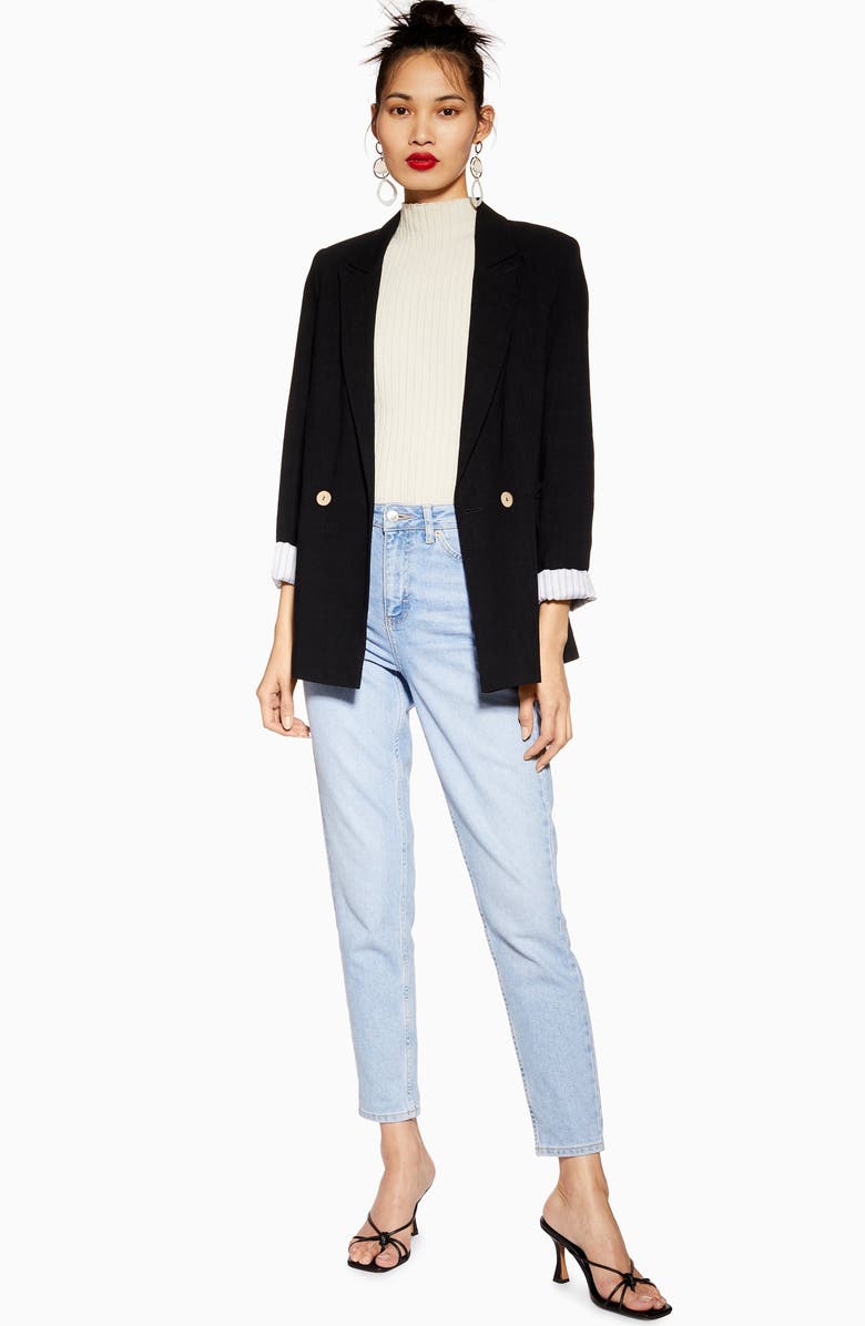 Topshop Coco Linen Blazer, Alternate, color,
