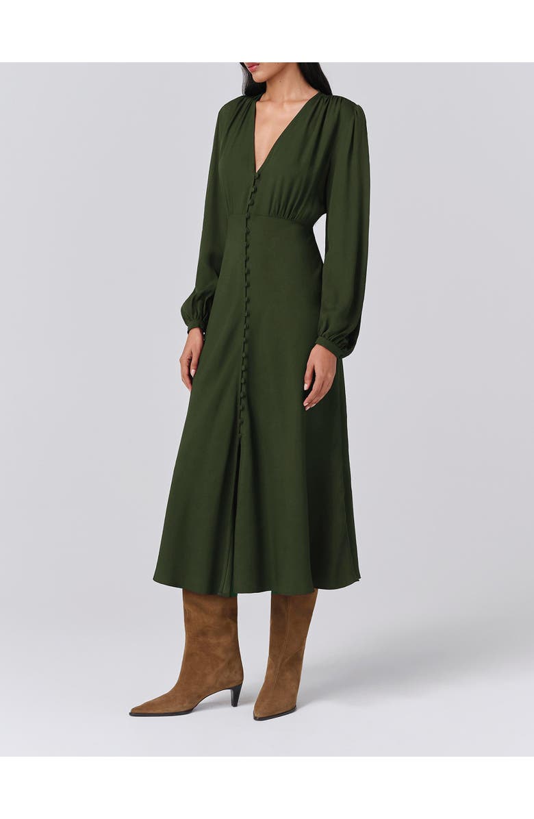 Ghost London Francesca Crepe Button Up Midi Dress, Alternate, color, Green