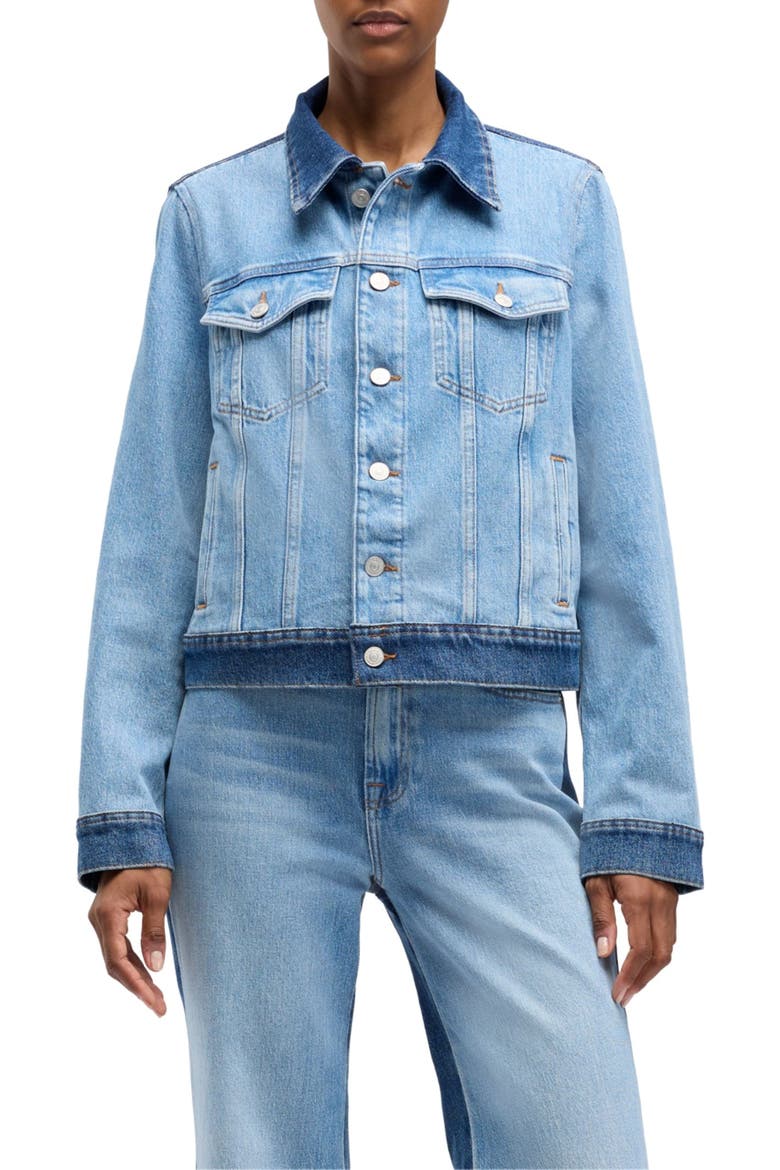 Adi Crop Denim Trucker Jacket, Main, color, JOKER