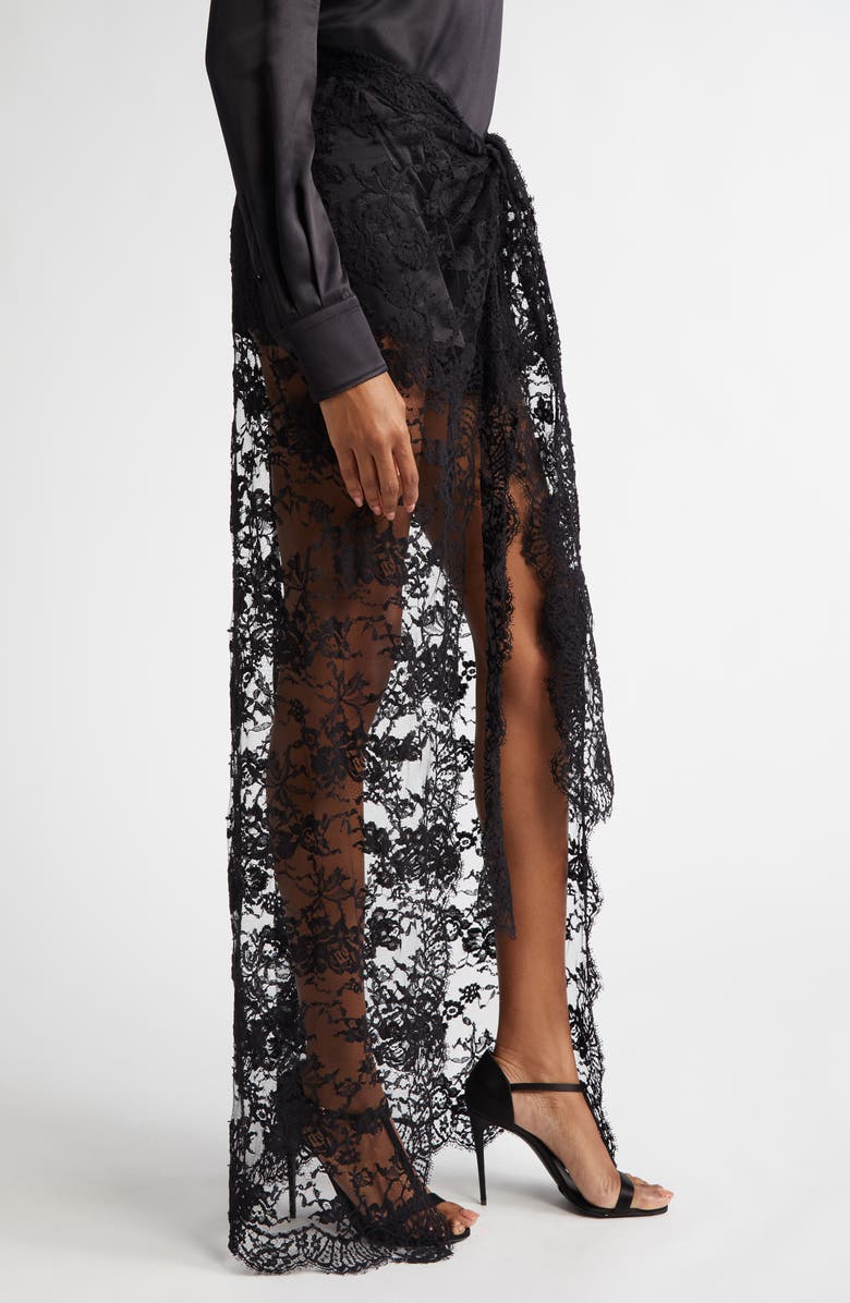 Dolce&Gabbana Long Chantilly Lace Skirt, Alternate, color, 