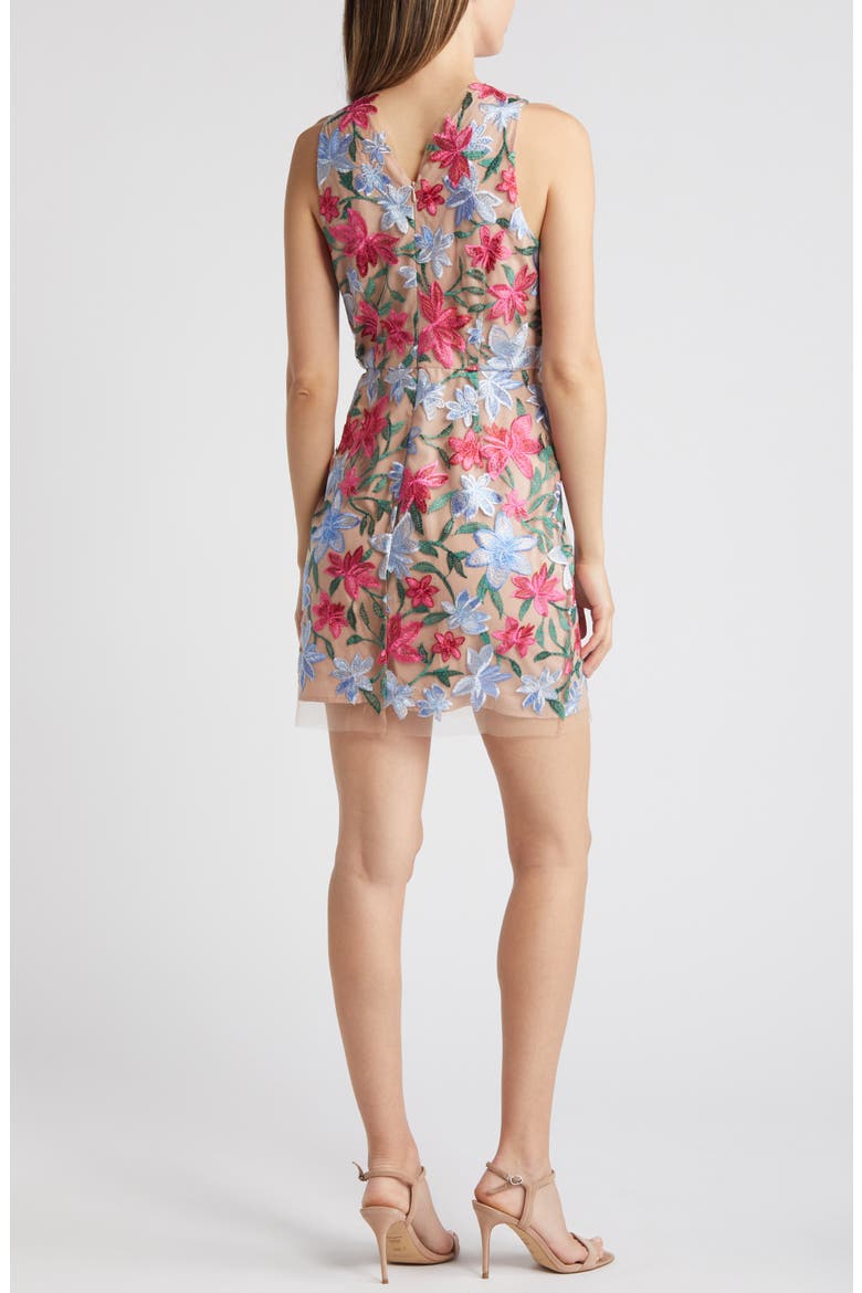 Embroidered Floral Minidress, Alternate, color, PNK/ BLUE