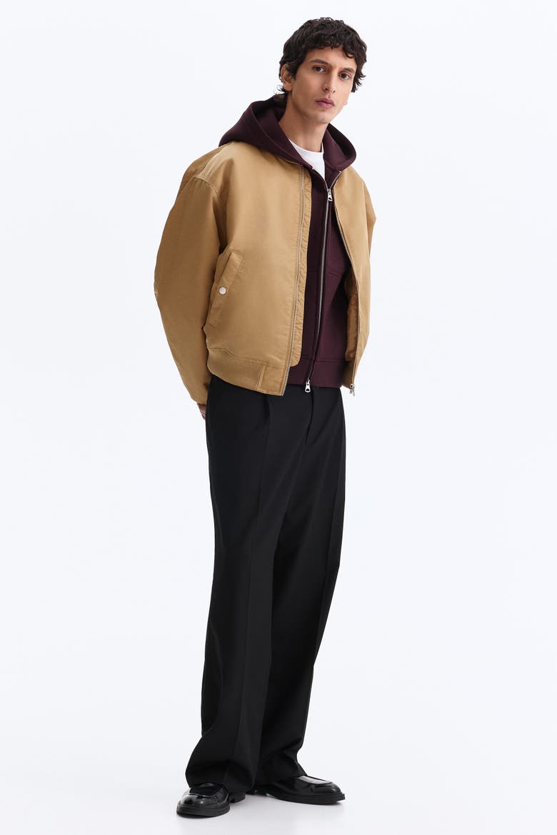 Padded Nylon Bomber Jacket, Alternate, color, Dusty beige