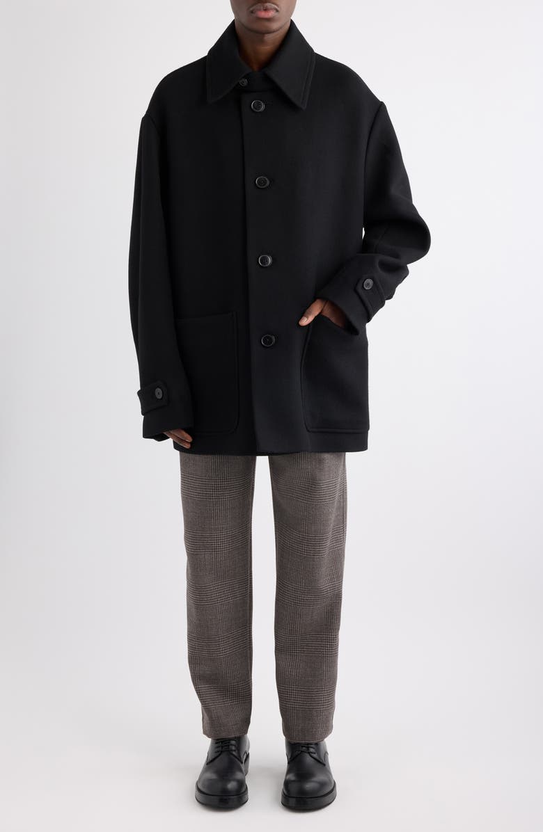 Dries Van Noten Rivne Relaxed Wool Blend Coat, Alternate, color, Black