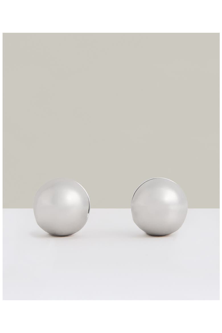 Pollie Polished Ball Huggie Hoop Earrings, Alternate, color, SILVER TONE