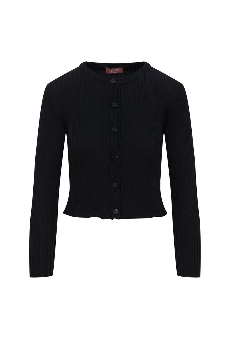 Wide Rib Cropped Button Front Knit Cardigan, Main, color, Black