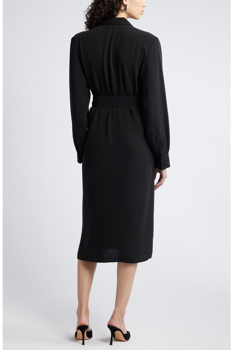 Long Sleeve Belted Shirtdress, Alternate, color, BLACK