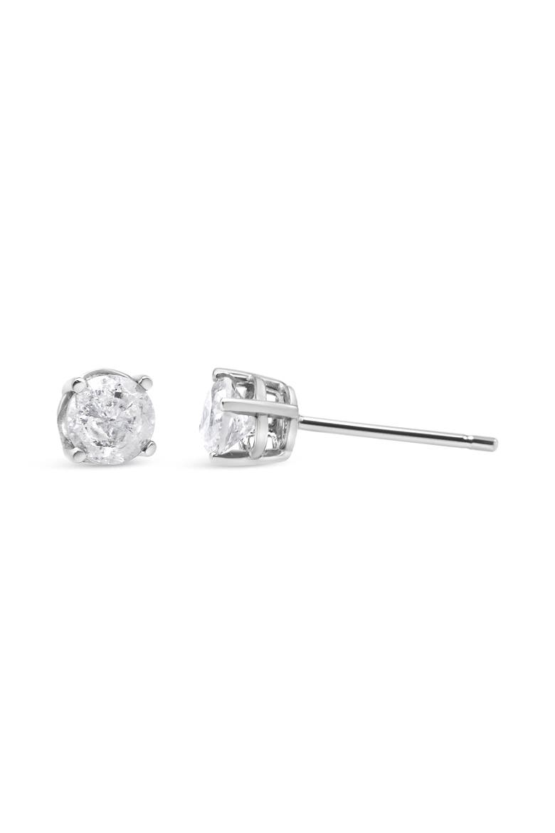 Silver 3/4 Ct Round"Salt and Pepper" Diamond Classic Stud Earrings, Alternate, color, White